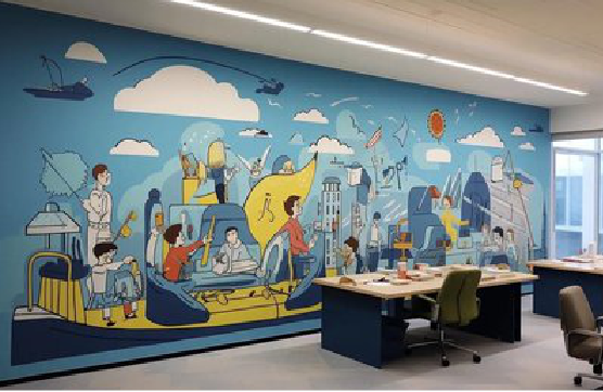 横州办公室墙绘的特点。